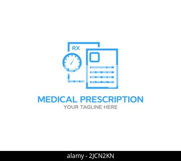 Empty medical prescription Rx form  logo design. Doctor's prescription vector design and illustration. Stock Vector
