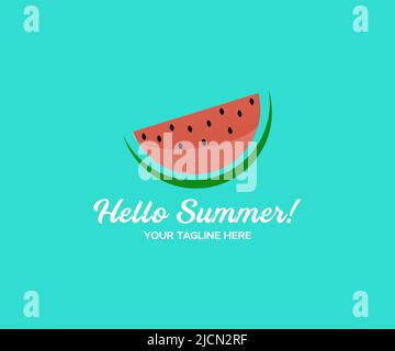 Hello summer holiday beach vacation theme  logo design. Summer sale banner, poster design. vector design and illustration. Stock Vector