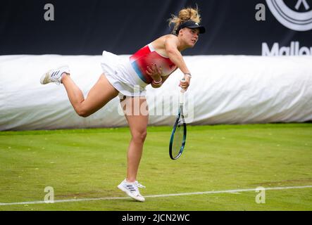 Leolia Jeanjean of France in action against Stefanie Voegele of Switzerland during the second qualifications round at the 2022 bett1Open WTA 500 tennis tournament on June 12, 2022 at Rot-Weiss Tennis Club in Berlin, Germany - Photo: Rob Prange/DPPI/LiveMedia Stock Photo