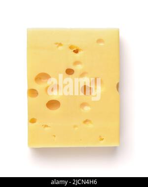 Top view of Maasdam cheese isolated on white Stock Photo