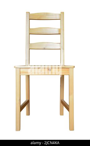 Front view of wooden chair isolated on white Stock Photo