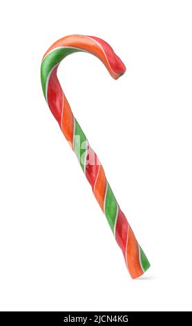 Side view of colorful christmas candy cane isolated on white Stock Photo