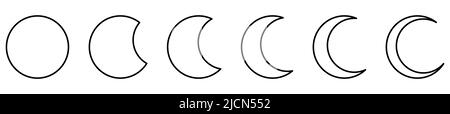 Moon line icons. Full and crescent icons. Moon phases. Vector illustration isolated on white background Stock Vector
