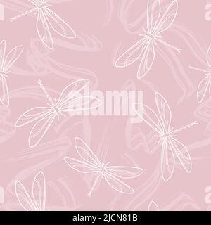 Seamless pattern - grunge brush strokes in pastel pink tones. Abstract vector illustration. Suitable for wrapping paper, various textiles, and as a ba Stock Vector