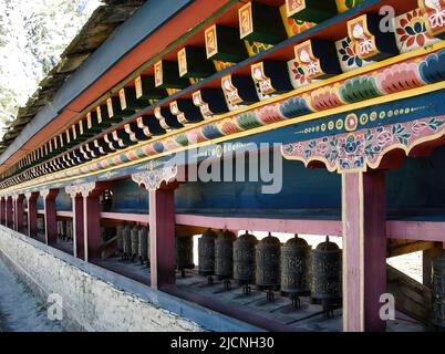 Upper Pisang village, Around Annapurna trek, Manang district, Gandaki zone, Nepal Himalayas, Nepal. Stock Photo