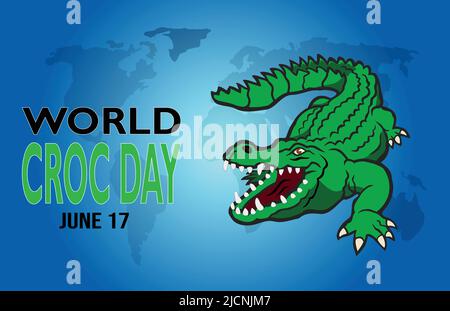 World Croc Day on June 17 vector illustration Stock Vector