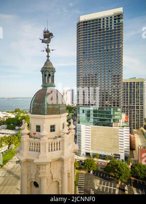 Vertical aerial photo Miami Freedom Tower Stock Photo