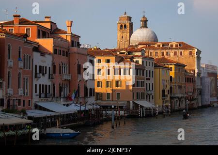 Thinning late afternoon boat traffic near Ponte degli Scalzi in Venice, Italy on May the 13th, 2022 Stock Photo