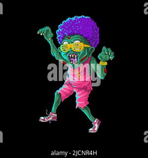 Cartoon zombie doing dabbing dance Stock Vector