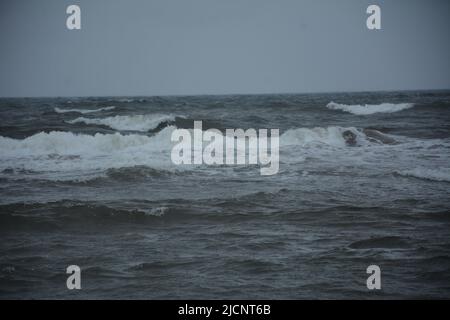 Atlantic storm with waves and grey water Stock Photo