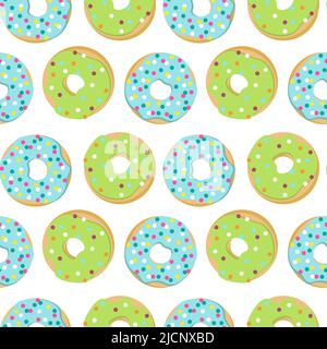 Pattern with colorful donuts. Vector illustration. Stock Vector