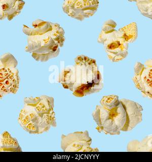 seamless pattern - popcorn. popcorn on a blue background, pattern Stock Photo
