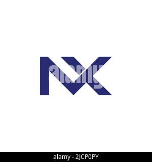 letter mx blue geometric 3d flat logo vector Stock Vector
