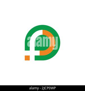 letter f p simple circle geometric colorful logo vector Stock Vector