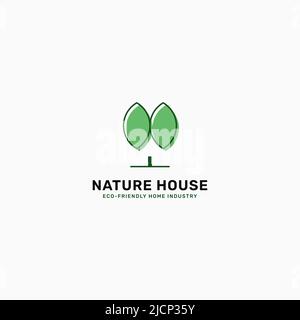 Nature house logo. Eco-friendly house. Green house. Vector logo illustration. Stock Vector