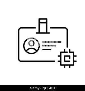 Smart chip electronic id card. Pixel perfect, editable stroke line icon Stock Vector