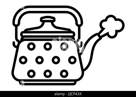 icon of an iron kettle that boils water for tea. flat vector illustration. Stock Vector