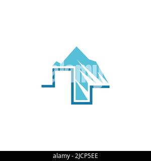 Biphasic waveform vector logo design with mountain vector. Vector illustration EPS.8 EPS.10 Stock Vector