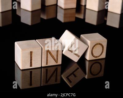 Text INFO on wooden cubes as an information acquisition concept Stock Photo