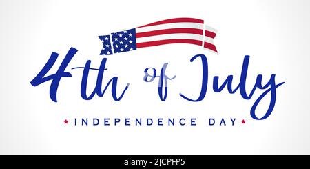 4 of July, Independence Day calligraphy lettering poster. Happy Fourth of July holiday banner. American vector greeting card for national holiday Stock Vector