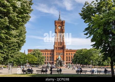 The Rotes Rathaus (Red City Hall), the seat of the mayor and city government, Rathausstrasse, Berlin, Germany Stock Photo