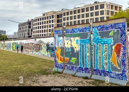 The Berlin East Side Gallery, street art and murals on the Berlin Wall, Berlin, Germany, Europe Stock Photo