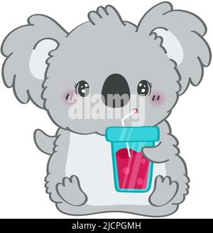 Cute Koala Clipart Isolated on White Background. Funny Clip Art Koala Bear  with a Summer Cocktail. Vector Illustration of an Animal for Stickers, Baby  Stock Vector Image & Art - Alamy