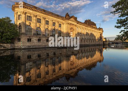 The historic Bode Museum on Museum Island, reflected in the Spree River, Mitte, Berlin. Stock Photo