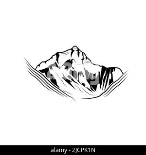 Mount Everest, Isolated on a white background. A peak of Jomolungma in the Himalayas. vector flat illustration. Stock Vector