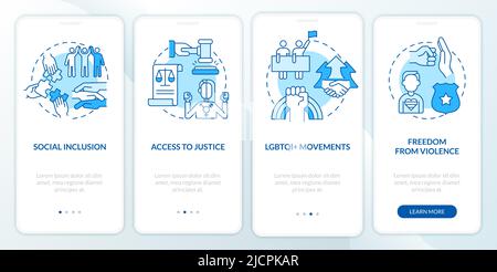 LGBT community programs blue onboarding mobile app screen Stock Vector