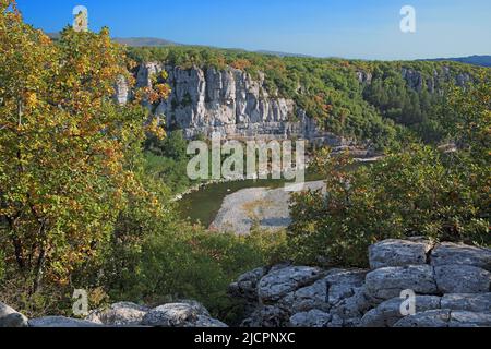 France, Ardèche, Balazuc, landscape of gorges of Ardèche Stock Photo