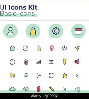 Basic UI icons kit Stock Vector