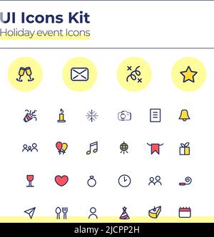 Holiday events UI icons kit Stock Vector