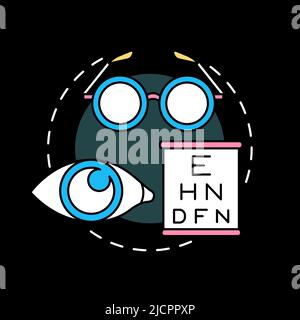 Eyesight checkup concept icon for dark theme Stock Vector