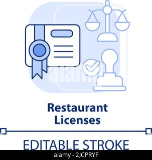 Restaurant licenses light blue concept icon Stock Vector