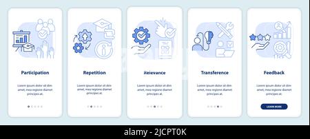 Principles of learning for students light blue onboarding mobile app screen Stock Vector