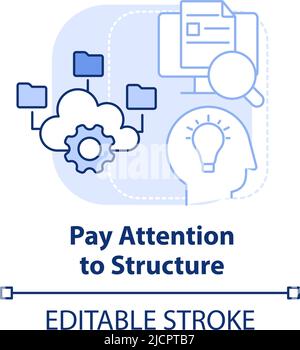 Pay attention to structure light blue concept icon Stock Vector