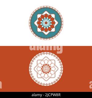 Arabic pattern abstract icon set. Rounded symbol set, vector spirographs. Luxurious abstract geometric shape logo, Concept vector set. Stock Vector