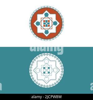 Arabic pattern abstract icon set. Rounded symbol set, vector spirographs. Luxurious abstract geometric shape logo, Concept vector set. Stock Vector