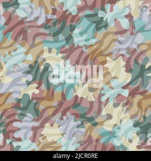 Camouflage pattern background. Classic clothing style masking camo repeat print Stock Vector