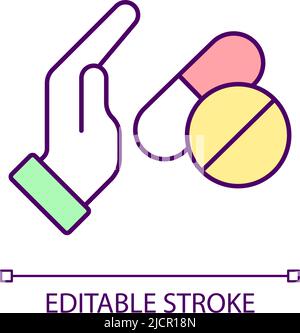 Medication refusal RGB color icon Stock Vector