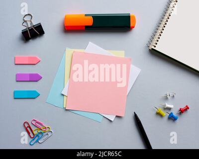 Blank or empty notepaper on business office desktop. Stock Photo
