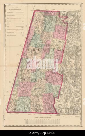 Berkshire County, Massachusetts. WALLING & GRAY 1871 old antique map chart Stock Photo