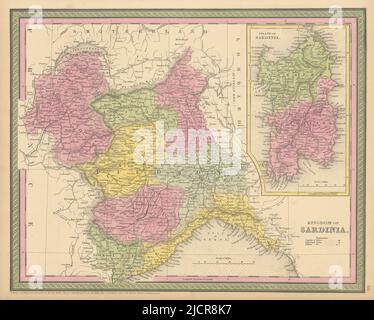 Kingdom of Sardinia. French Alps. Piedmont Savoie Aosta. COWPERTHWAIT 1852 map Stock Photo