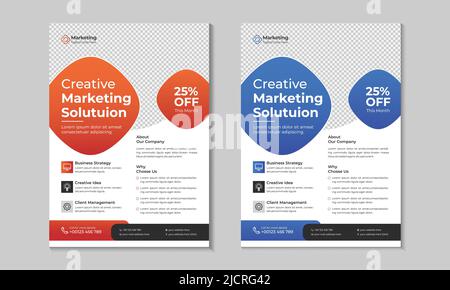 Corporate Business Agency brochure, flyer, poster, banner, layout design template, two-color scheme, orange, vector template in A4 size Stock Vector