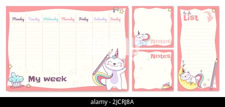 Cute Weekly Kitty Planner -   Daily planner template, Study