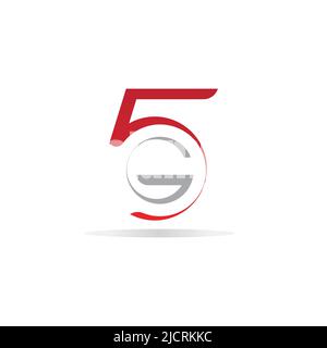 5G network logo. Logo network 5G connection. Number 5 and G letter. Stock Vector