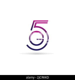 5G network logo. Logo network 5G connection. Number 5 and G letter. Stock Vector