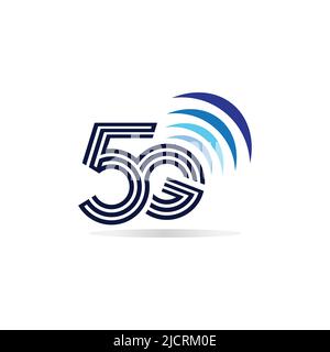 5G network logo. Logo network 5G connection. Number 5 and G letter. Stock Vector