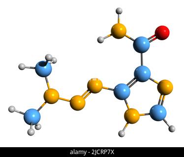 3D image of Dacarbazine skeletal formula - molecular chemical structure of  imidazole carboxamide isolated on white background Stock Photo